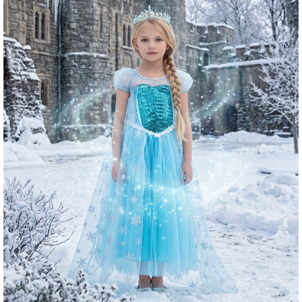 Trish Scully Girls Elsa Inspired Ice Queen Princess Costume Dress Blue Size 6